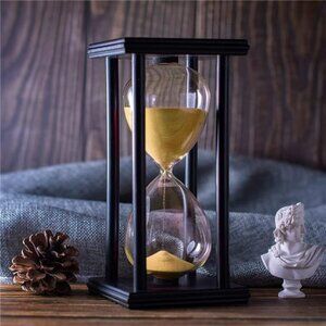 New Hourglass Timer with Golden Sand, 60 Minute Wooden Frame Sand Timer